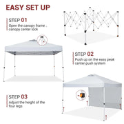 Load image into Gallery viewer, Easy One-Push Setup Pop Up Canopy Tent 10x10ft – Waterproof Outdoor Shelter, Portable Gazebo with Wheeled Bag, Includes Side Wall, Ideal for Camping, Patio, Parties