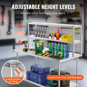 Charger l'image dans la visionneuse de galerie, Amocart Stainless Steel kitchen worktable Overshelf with Height Adjustable Overshelf Prep Work Table for Kitchen Restaurant