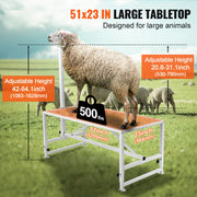 Charger l'image dans la visionneuse de galerie, Amocart Goat Sheep Stand 51x23in Livestock Stand Metal Livestock Milking and Shearing Stand 21" to 33" Adjustable Height White