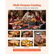 Bild in Galerie-Viewer laden, Amocart Electric Roaster Oven 24 QT Turkey Roaster Oven with Self-Basting Lid 1450W Roaster Oven Defrost&Warm Function black