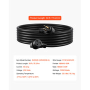 Charger l'image dans la visionneuse de galerie, Amocart 30-Amp 7500Watts / 50-Amp 12500 Watts Generator Extension Cord 50 Foot 250 Volts Heavy Duty Power Cable, NEMA 6-50P to 6-50R SWT Flexible Welder Extension Cord with Storage Bag for Generators