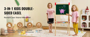 Bild in Galerie-Viewer laden, Amocart Children Magnetic Drawing Board Wooden Double-Sided Kid's Art Easel with Whiteboard Chalkboard for Girls Gifts Toys