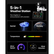 Charger l'image dans la visionneuse de galerie, Amocart 5-in-1 Solar Powered Wi-Fi Weather Station for Weather Forecast, Wind Speed Direction, Temperature, Humidity, Rainfall