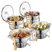 Bild in Galerie-Viewer laden, Amocart 5 Qt 2 4 Pack Round Chafing Dish Buffet Set Stainless Steel Chafer w/ 4 Full Size Pan Catering Warmer Server for Party