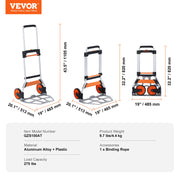 Charger l'image dans la visionneuse de galerie, Amocart 275/309 lbs Folding Hand Truck Portable Unity Cart Dolly with Telescoping Handle and Binding Rope for Moving Warehouse