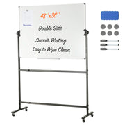 Bild in Galerie-Viewer laden, Amocart Rolling Magnetic Whiteboard Double-Sided Mobile Whiteboard 360° Reversible Adjustable Height Dry Erase Board for School