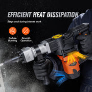 Charger l'image dans la visionneuse de galerie, Amocart 1400W Demolition Jack Hammer Electric Jackhammer Heavy Duty 2900 BPM Concrete Breaker 2pcs Chisels Bits Chipping