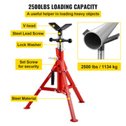 Load image into Gallery viewer, Amocart Pipe Holding Stand with Roller Head V-Head Folding Tripod Jack 12 inch Capacity Pipe working Supporting Clamped Tool