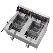 Bild in Galerie-Viewer laden, Amocart 12L Electric Deep Fryer w/Dual Removable Tanks Commercial Countertop Fryer for Chicken French Fries Frying Chips