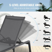 Load image into Gallery viewer, Amocart Chaise Lounge Chair Outdoor Aluminum Patio LoungeFolding Pool Lounge Recliner Full Flat for Patio Beach Pool Dark Grey