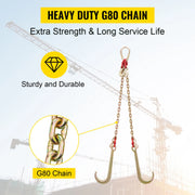Bild in Galerie-Viewer laden, Amocart 5/16"×2' G80 V-Chain Bridle with 2 Legs & 15" J Hooks & T Hooks Industrial Grade Components Adjustable Chain Design
