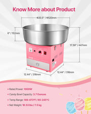 Load image into Gallery viewer, Amocart Electric Cotton Candy Machine 1000W Commercial Candy Floss Maker with Stainless Steel Bowl for Birthday Family Party