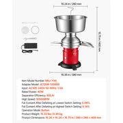 Charger l'image dans la visionneuse de galerie, Amocart Electric Milk Cream Separator Output 10500RPM 304 Stainless with 4.5L Bowl Capacity Milk Skimmer Separating Machine