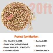 Load image into Gallery viewer, Amocart 1/2pcs Binder Chain Trailer Tow Zinc Plated Truck with Safety Grab Hooks for Logging Binder Tie Down Transport Flatbed