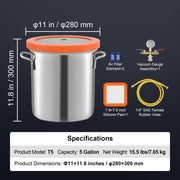 Bild in Galerie-Viewer laden, Amocart 3 Gallon / 5 Gallon Vacuum Chamber, Upgraded Tempered Glass Lid Vacuum Degassing Chamber, 304 Stainless Steel Chamber, for Stabilizing Wood, Resin Degassing, Silicone Degassing and Plaster Degassing