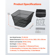 Bild in Galerie-Viewer laden, Amocart Rear Bike Basket Wire Mesh Bicycle Basket with Waterproof Cover Durable Metal Bike Back Basket Fits Most Rear Bike Rack