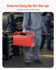 Charger l'image dans la visionneuse de galerie, Amocart 18in Metal Tool Box 3-Tier 5-Tray Portable Folding Tool Chest Organizer with Handle Toolbox for Warehouse Repair Shop