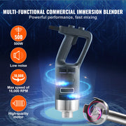 Bild in Galerie-Viewer laden, Amocart Commercial Immersion Blender 500 Watt Heavy Duty Hand Mixer Variable Speed Kitchen Stick Mixer with 304 Stainless Steel