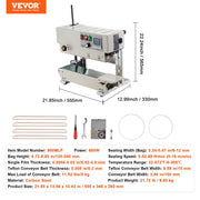 Charger l'image dans la visionneuse de galerie, Amocart Vertical Band Sealer 6-12 mm Seal Width Continuous Bag Band Sealing Machine for 0.02-0.8 mm Plastic Bags Films Packing