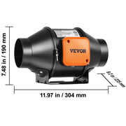 Charger l'image dans la visionneuse de galerie, SucceBuy 4/6/8 inch Inline Duct Fan with Temperature Humidity Controller EC-motor Ventilation Exhaust Fan Ventilator for Home