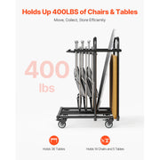 Charger l'image dans la visionneuse de galerie, Amocart 400 LBS Folding Chair Rack Cart with Swivel Casters fit 5 Tables+14 Chairs Storage Dolly Chair Holder for Party Hotel