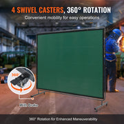Bild in Galerie-Viewer laden, Amocart Welding Curtain Screen w/ Frame Flame-Resistant Vinyl Welding Protection Screen 4 Swivel Wheels for Workshop/Industrial