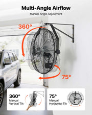 Load image into Gallery viewer, Amocart Wall Mount Fan 18/20 in Wall Mounted Hanging Fan with IP44-rated Protection 3-Speed Long Airflow Distance for Industry