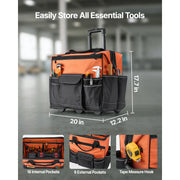 Bild in Galerie-Viewer laden, Amocart 110 lbs Rolling Tool Bag 27 Pockets Roller Tool Bag on Wheels with Adjustable Telescoping Handle for Construction Tools