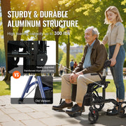 Charger l'image dans la visionneuse de galerie, Amocart 2 in 1 Rollator Walker & Transport Chair for Seniors Folding Rolling Walker Wheelchair Combo & Aluminum Mobility Walker