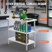 Load image into Gallery viewer, Amocart Stainless Steel Food Prep Table Commercial Kitchen Worktable with 2 Adjustable Undershelf for BBQ Kitchen Garage