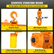 Charger l'image dans la visionneuse de galerie, Amocart 2200Lbs Electric Chain Hoist 11 ft/min Single Phase Overhead Crane with G80 Chain Wired Control for Garage Lifting