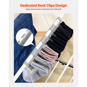 Bild in Galerie-Viewer laden, Amocart Clothes Drying Rack Foldable Laundry Dryer Rack with Sock Clips Metal Height Adjustable Drying Racks for Outdoor&Indoor