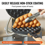 Load image into Gallery viewer, Amocart Commercial Egg Bubble Waffle Maker 1400W Non-Stick Stainless Steel Bubble Puff w/180° Rotatable 2 Pans & Wooden Handles