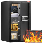 Load image into Gallery viewer, Amocart Single Door 4.0 cu.ft Safe Box w/ Key Lock Password & Fingerprint Safe Lock Box with Fireproof Bag Key Rack & LED Light
