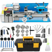Charger l'image dans la visionneuse de galerie, Amocart Mini Metal Lathe Machine 7"x14" 550W 180x350mm Variable Speed + 3 Jaw Chuck for Metalworking Turning Drilling Threading