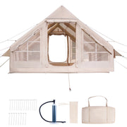 Charger l'image dans la visionneuse de galerie, Amocart Inflatable Tents for Camp Easy Setup Blow up Tent w/ Hand Pump 300D Oxford Tent with Stove Jack Storage Bag Included