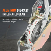 Charger l'image dans la visionneuse de galerie, Amocart Rope Puller 3/4 T 1653lbs Pulling Capacity with 100' 0.6" diameter Rope 2 Hook Come Along Winch Heavy Duty Puller Tool