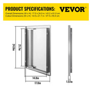 Load image into Gallery viewer, SucceBuy Stainless Steel BBQ Cabinet Access Door W/ Recessed Handle for Indoor/Outdoor Kitchen BBQ Island Kitchen Sink Fireplace
