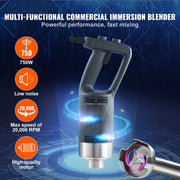Bild in Galerie-Viewer laden, SucceBuy 16" Commercial Immersion Blender Heavy Duty Hand Mixer Multi-Purpose Portable Mixer for Soup Smoothie Puree Baby Food