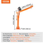 Bild in Galerie-Viewer laden, Amocart 2200lbs Electric Hoist Truck Crane 360° Swivel Folding Bed Jib Crane with 6000 lbs Electric Winch for Lifting Goods