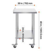Load image into Gallery viewer, Amocart Stainless Steel Work Table Commercial Food Prep Worktable with Casters Heavy Duty Prep Worktable for Restaurant Home