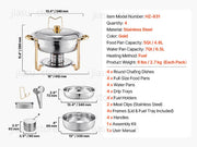 Charger l'image dans la visionneuse de galerie, SucceBuy 4 Pack Chafing Dish Buffet Set Stainless Steel Chafer w/4 Full Size Pan Round Catering Warmer Server for Party Banquets