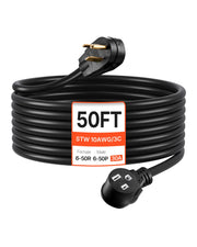 Charger l'image dans la visionneuse de galerie, Amocart 30-Amp 7500Watts / 50-Amp 12500 Watts Generator Extension Cord 50 Foot 250 Volts Heavy Duty Power Cable, NEMA 6-50P to 6-50R SWT Flexible Welder Extension Cord with Storage Bag for Generators