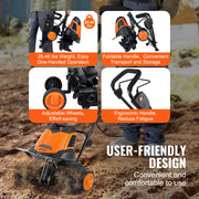 Load image into Gallery viewer, Amocart 12 Amp Electric Tiller 18" Tilling Width 3.94" Tilling Depth Corded Electric Tiller/Cultivator Steel Mn Tines Rototille
