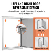 Charger l'image dans la visionneuse de galerie, Amocart BBQ Access Door Stainless Steel Flush Mount Door Wall Vertical Door w/ Recessed Handle Grilling Station Outside Cabinet