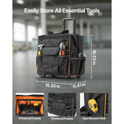 Charger l'image dans la visionneuse de galerie, SucceBuy 110Lbs Rolling Tool Bag 25 Pockets Roller Tool Bag on Wheels with Telescoping Handle Toolbag Organizers for Mechanic