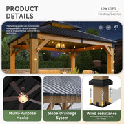 Load image into Gallery viewer, Outdoor Wood Gazebo Hardtop Permanent Pavilion Galvanized Steel Double Roof Patio Garden Deck Cedar Natural, Custom