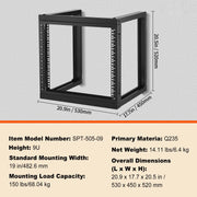 Bild in Galerie-Viewer laden, Amocart 9U Wall Mount Rack 150lbs Max Load Capacity Open Frame Server Network Rack with Cage Nuts Screw for Server IT Equipment