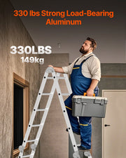 Bild in Galerie-Viewer laden, Amocart Multi-Purpose Folding Ladder 7-in-1 Tall Step Ladder A Frame Adjustable Telescoping for Household Outdoor Work