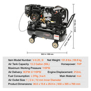 Bild in Galerie-Viewer laden, Amocart 7HP/15HP Gas Power Air Compressor 10/20/30 Gallon Air Compressor Tank 115PSI Max Pressure for Construction Workshop